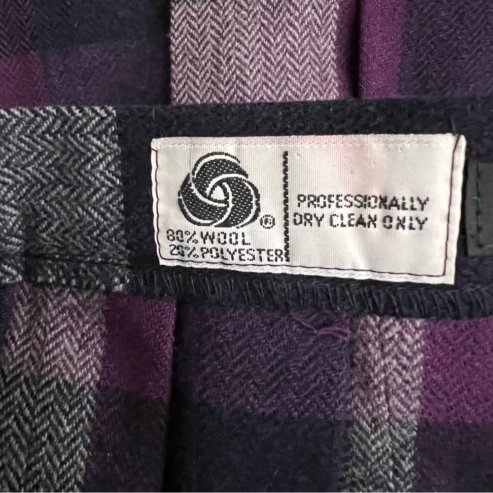 Vintage Union Made Purple Plaid Wool Blend Pleated Skirt - Picture 11 of 16